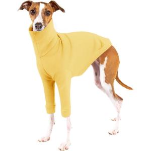 Dog Fleece Sweater Turtleneck Long Sleeve Pullover Sweatshirt Warm Puppy Clothes for Small Medium Dogs(Yellow)