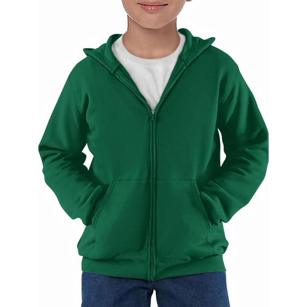 image:imageHaloumoning Boys Zip Up Hoodie Sweatshirt Kids Long Sleeve Fleece Sweatshirts with Kangaroo Pockets 514 YearsDark Green