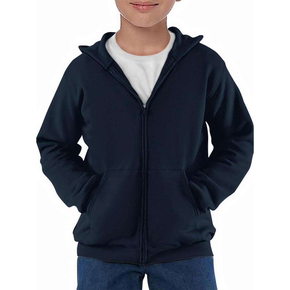 image:imageHaloumoning Boys Zip Up Hoodie Sweatshirt Kids Long Sleeve Fleece Sweatshirts with Kangaroo Pockets 514 YearsNavy Blue