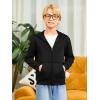 Haloumoning Boys Zip Up Hoodie Sweatshirt Kids Long Sleeve Fleece Sweatshirts with Kangaroo Pockets 5-14 Years(Black)