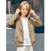 Haloumoning Boys Zip Up Hoodie Sweatshirt Kids Long Sleeve Fleece Sweatshirts with Kangaroo Pockets 5-14 Years(Khaki)