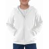 Haloumoning Boys Zip Up Hoodie Sweatshirt Kids Long Sleeve Fleece Sweatshirts with Kangaroo Pockets 5-14 Years(White)