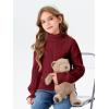 Girls Crop Turtleneck Sweaters Kids Long Sleeve Fashion Cable Knit Chunky Cute Pullover Jumper Tops Shirts 3-14 Years(Wine Red)