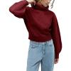 Girls Crop Turtleneck Sweaters Kids Long Sleeve Fashion Cable Knit Chunky Cute Pullover Jumper Tops Shirts 3-14 Years(Wine Red)