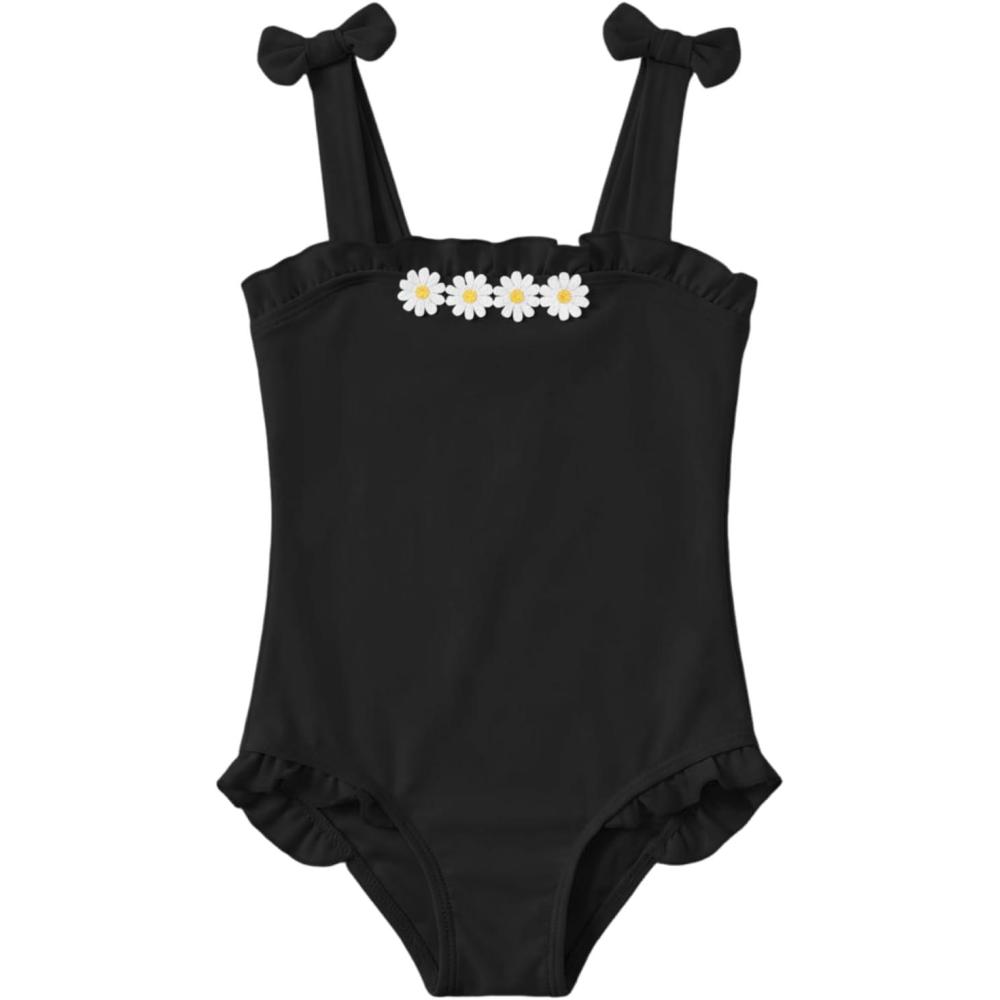 image:imageHaloumoning Toddler Baby Girl One Piece Swimsuit Kids Daisy Swimwear Summer Beach Bathing Suit 9M8YBlack