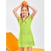 Haloumoning Girls Crochet Swim Beach Cover Up Kids Fashion Button Short Sleeve Swimsuits Cover Ups 5-14 Years(Fluorescent Green)