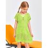 Haloumoning Girls Crochet Swim Beach Cover Up Kids Fashion Button Short Sleeve Swimsuits Cover Ups 5-14 Years(Fluorescent Green)
