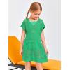 Haloumoning Girls Crochet Swim Beach Cover Up Kids Fashion Button Short Sleeve Swimsuits Cover Ups 5-14 Years(Mint Green)