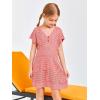 Haloumoning Girls Crochet Swim Beach Cover Up Kids Fashion Button Short Sleeve Swimsuits Cover Ups 5-14 Years(Watermelon Red)