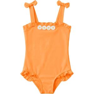 Haloumoning Toddler Baby Girl One Piece Swimsuit Kids Daisy Swimwear Summer Beach Bathing Suit 9M-8Y(Orange)