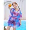 Haloumoning Girls Chiffon Swim Beach Cover Up Kids Cute Elastic Waist Printed Bathing Suit Coverups 5-14 Years(Blue Purple)