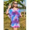 Haloumoning Girls Chiffon Swim Beach Cover Up Kids Cute Elastic Waist Printed Bathing Suit Coverups 5-14 Years(Blue Purple)