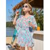 Haloumoning Girls Chiffon Swim Beach Cover Up Kids Cute Elastic Waist Printed Bathing Suit Coverups 5-14 Years(Mint Green)
