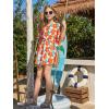 Haloumoning Girls Chiffon Swim Beach Cover Up Kids Cute Elastic Waist Printed Bathing Suit Coverups 5-14 Years(Orange)