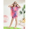 Haloumoning Girls Chiffon Swim Beach Cover Up Kids Cute Elastic Waist Printed Bathing Suit Coverups 5-14 Years(Purple)