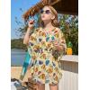 Haloumoning Girls Chiffon Swim Beach Cover Up Kids Cute Elastic Waist Printed Bathing Suit Coverups 5-14 Years(Yellow)