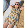 Haloumoning Girls Chiffon Swim Beach Cover Up Kids Cute Elastic Waist Printed Bathing Suit Coverups 5-14 Years(Yellow)