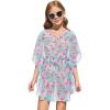 Haloumoning Girls Chiffon Swim Beach Cover Up Kids Cute Elastic Waist Printed Bathing Suit Coverups 5-14 Years(Mint Green)