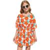 Haloumoning Girls Chiffon Swim Beach Cover Up Kids Cute Elastic Waist Printed Bathing Suit Coverups 5-14 Years(Orange)