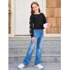 Haloumoning Girls Cute Daisy Pinted Cropped Sweatshirt Kids Long Sleeve Crop Tops Fall Fashion Shirts(Z2- Black)