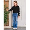 Haloumoning Girls Cute Daisy Pinted Cropped Sweatshirt Kids Long Sleeve Crop Tops Fall Fashion Shirts(Z2- Black)