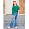 Haloumoning Girls Cute Daisy Pinted Cropped Sweatshirt Kids Long Sleeve Crop Tops Fall Fashion Shirts(Z2- Green)