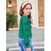 Haloumoning Girls Cute Daisy Pinted Cropped Sweatshirt Kids Long Sleeve Crop Tops Fall Fashion Shirts(Z2- Green)