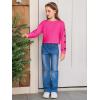 Haloumoning Girls Cute Daisy Pinted Cropped Sweatshirt Kids Long Sleeve Crop Tops Fall Fashion Shirts(Z2- Hot Pink)