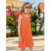Haloumoning Girls Eyelet Swimsuit Cover Up Kids Casual Sleeveless Summer Beach Dress Coverups with Pockets 5-14 Years(Orange)