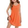 Haloumoning Girls Eyelet Swimsuit Cover Up Kids Casual Sleeveless Summer Beach Dress Coverups with Pockets 5-14 Years(Orange)