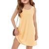Haloumoning Girls Eyelet Swimsuit Cover Up Kids Casual Sleeveless Summer Beach Dress Coverups with Pockets 5-14 Years(Yellow)