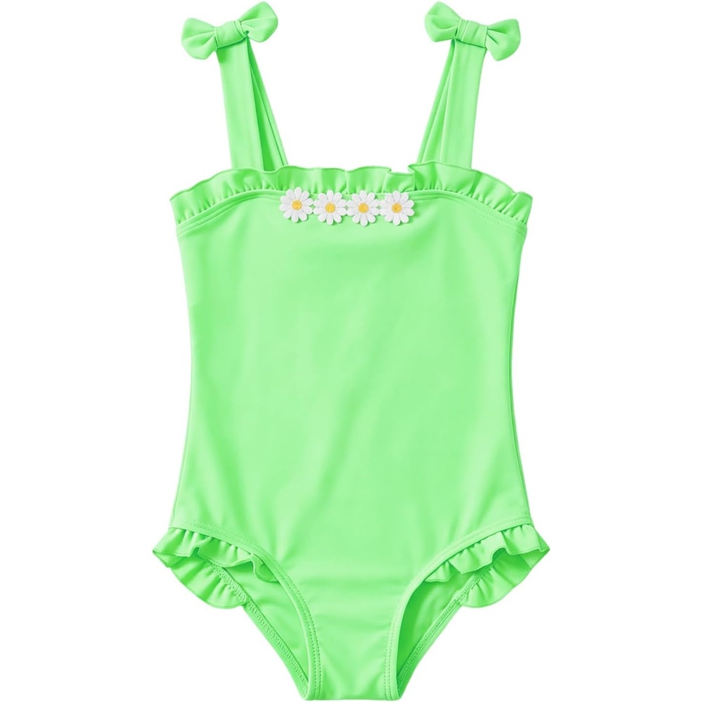 image:imageHaloumoning Toddler Baby Girl One Piece Swimsuit Kids Daisy Swimwear Summer Beach Bathing Suit 9M8YFluorescent Green