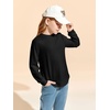 Haloumoning Girls Long Sleeve Shirts Kids Fashion Crewneck Tunic Tops Curved Hem Tees 7-14 Years(Black)