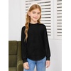 Haloumoning Girls Long Sleeve Shirts Kids Fashion Crewneck Tunic Tops Curved Hem Tees 7-14 Years(Black)