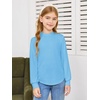 Haloumoning Girls Long Sleeve Shirts Kids Fashion Crewneck Tunic Tops Curved Hem Tees 7-14 Years(Blue)