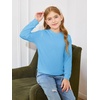 Haloumoning Girls Long Sleeve Shirts Kids Fashion Crewneck Tunic Tops Curved Hem Tees 7-14 Years(Blue)