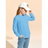 Haloumoning Girls Long Sleeve Shirts Kids Fashion Crewneck Tunic Tops Curved Hem Tees 7-14 Years(Blue)