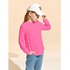 Haloumoning Girls Long Sleeve Shirts Kids Fashion Crewneck Tunic Tops Curved Hem Tees 7-14 Years(Bright Pink)