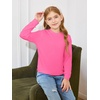 Haloumoning Girls Long Sleeve Shirts Kids Fashion Crewneck Tunic Tops Curved Hem Tees 7-14 Years(Bright Pink)