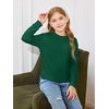 Haloumoning Girls Long Sleeve Shirts Kids Fashion Crewneck Tunic Tops Curved Hem Tees 7-14 Years(Dark Green)