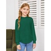 Haloumoning Girls Long Sleeve Shirts Kids Fashion Crewneck Tunic Tops Curved Hem Tees 7-14 Years(Dark Green)
