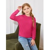 Haloumoning Girls Long Sleeve Shirts Kids Fashion Crewneck Tunic Tops Curved Hem Tees 7-14 Years(Hot Pink)