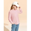 Haloumoning Girls Long Sleeve Shirts Kids Fashion Crewneck Tunic Tops Curved Hem Tees 7-14 Years(Pink)