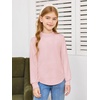 Haloumoning Girls Long Sleeve Shirts Kids Fashion Crewneck Tunic Tops Curved Hem Tees 7-14 Years(Pink)