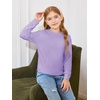 Haloumoning Girls Long Sleeve Shirts Kids Fashion Crewneck Tunic Tops Curved Hem Tees 7-14 Years(Purple)