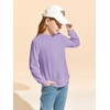 Haloumoning Girls Long Sleeve Shirts Kids Fashion Crewneck Tunic Tops Curved Hem Tees 7-14 Years(Purple)