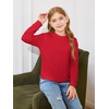 Haloumoning Girls Long Sleeve Shirts Kids Fashion Crewneck Tunic Tops Curved Hem Tees 7-14 Years(Red)