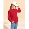 Haloumoning Girls Long Sleeve Shirts Kids Fashion Crewneck Tunic Tops Curved Hem Tees 7-14 Years(Red)