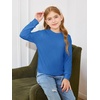 Haloumoning Girls Long Sleeve Shirts Kids Fashion Crewneck Tunic Tops Curved Hem Tees 7-14 Years(Royal Blue)