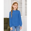 Haloumoning Girls Long Sleeve Shirts Kids Fashion Crewneck Tunic Tops Curved Hem Tees 7-14 Years(Royal Blue)